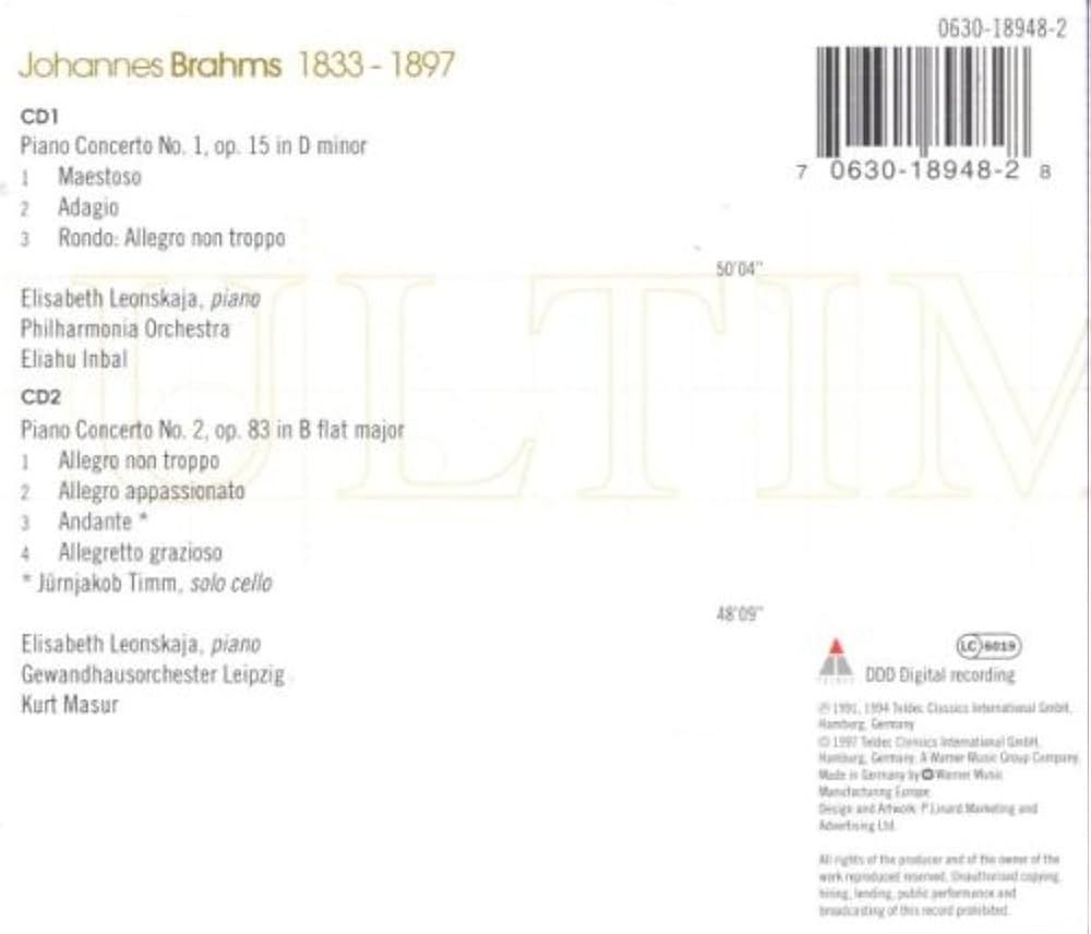 Brahms, Johannes, Eliahu Inbal, Kurt Masur, Gewandhausorchester