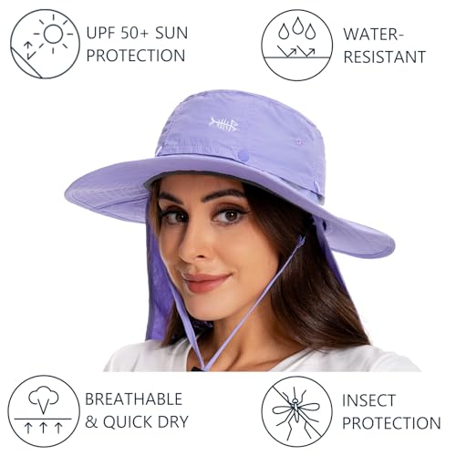 Image of BASSDASH UPF 50+ Mosquito Sun Hat with Hidden Head Net and Neck Flap for Men Women Outdoor Fishing Hiking Camping