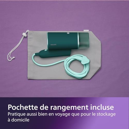 Image of Philips 3000 Series STH3020 /70 Garment Steamer - 1000 W, 20 g /Min Steam, 120 ml Removable Water Tank, Metal Sole, Hot Plate, 660 g Light Weight, Dark Green
