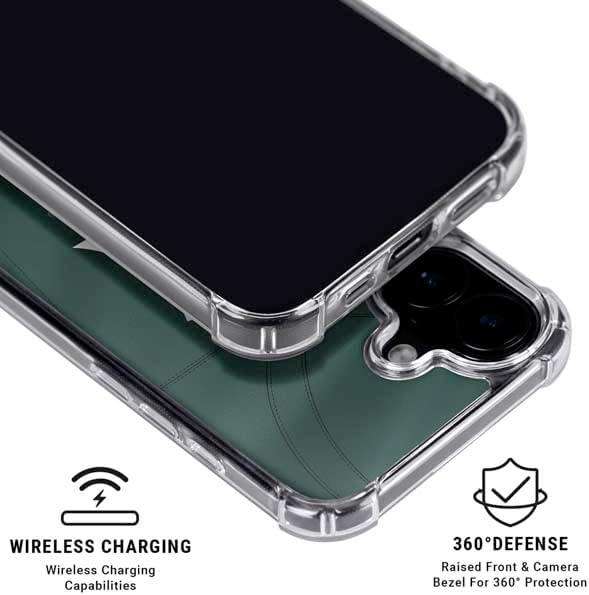 Skinit Clear Phone Case Compatible with iPhone 16 - Officially Licensed Michigan State University Green Jersey Design