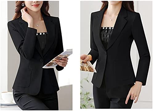 ECOCOZY Blazer Feminino De Manga Comprida Com Um Botão Shrug Suit Lapela Plus Size Work Blazer (Bran