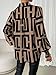 SweatyRocks Women's Graphic Print Long Lantern Sleeve Collar Neck Button Front Blouse Shirt Top Khaki L