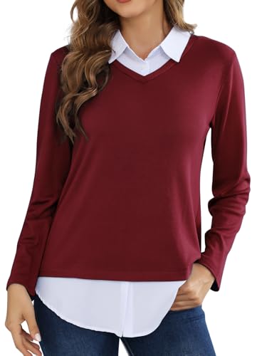 Image of MISS FORTUNE Collared Sweater Women Ladies Womens Long Sleeve Sweaters Tops 2025 Fashion