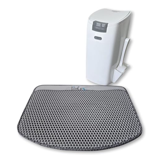 Littycat Katzenstreumatte abgerundet Katzenklo Matte Unterleger in der Größe 60x45cm, zweilagig, wasserdicht, weiche EVA-Matte mit Bienenwaben-Design, Anti-Rutsch, ideal für Katzenklos