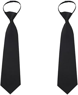 2PCS Child Black Ties Pre-Tied Tie for Kids Toddlers Boys School Uniform Solid Ties Adjustable Baby Skinny Neckties Suitable for 95-140cm Tall 3-10 Years Old Kids