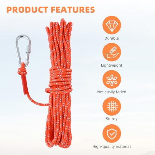 LZ.MZXU 6mm 10M Bootsseil, Multifunktionsseil Schwimmendes Seil Anker Festmacher Boot Kajak Kanu Schleppleine für Camping, Zelt, Schwimmen, Boot, Wandern (Orange)