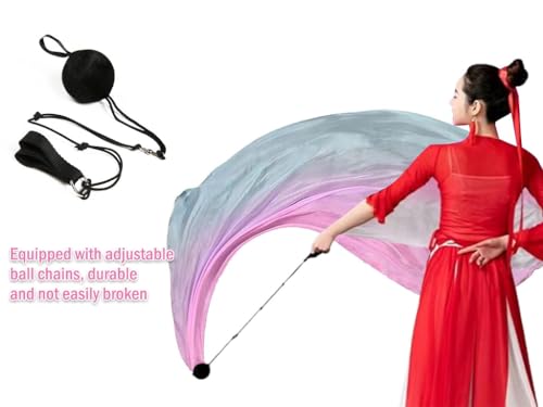 Hitopin Belly Dance Veil Poi Set including Colorful Silk Streamers for Performances, Multicoloured, 200cm*80cm - Image 3