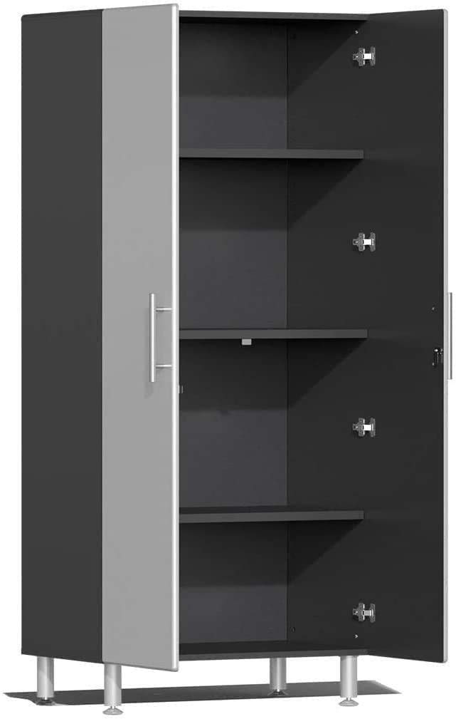 Ulti-Mate UG20062S 6-Piece Cabinet Kit with Bamboo Worktop in Stardust Silver Metallic, Silver, Grey