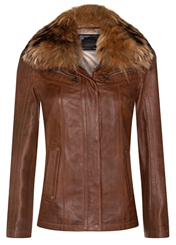 Infinity Leather Damen Parker Bikerjacke Bräunen aus Lammnappaleder XL
