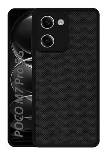 Image of Silicone Back Cover Case Compatible For Poco M7 Pro 5G (Textured Grip Design | Camera Protetion | Slim and Light Weight | Soft Touch and Feel | Black)