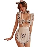 ZBQYGO cow milk Sexy maid Lingerie set