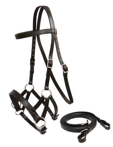 Showman Leather Bitless Bridle W/Reins (Brown) #TOP25