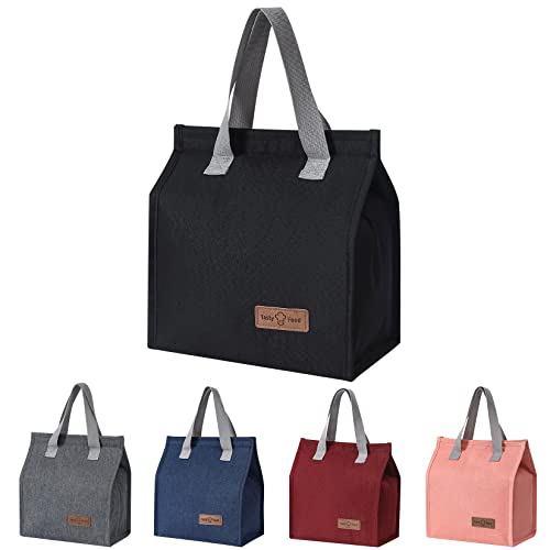 Lunchtasche,Kühltasche,Mittagessen Tasche,Isoliertasche,Tragbare Lunch-Taschen,Isolierte Thermotasche Tragetasche mit Folienfutter Wasserdichte für Herren Damen Arbeit Schule Picknick-Schwarz