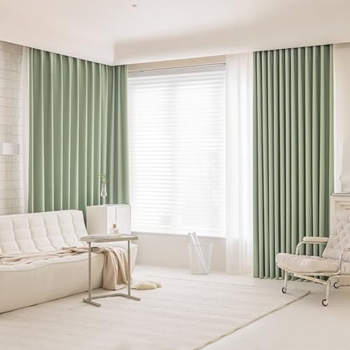 Rideaux occultant salon 102x160 tissu épais isolant vert matcha - 7