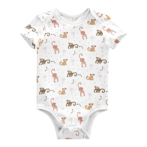 CaTaKu Cute Monkey Newborn Onesie Short Sleeve Bodysuit for Baby Girl Boy Banana Clothes Rompers 6-9 Months