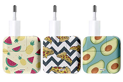 Oedim Pack de 3 Pegatinas Food AddPeel para Cargadores compatibles | Apple | iPhone | iPad...