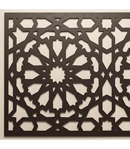 Cuadro Decorativo Celosia Árabe 100cm x 60cm - Decoración Oriental Diseño Alhambra (Wengue) Cover