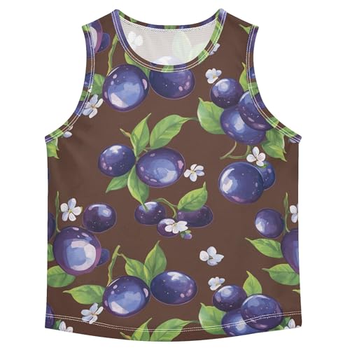 JUNZAN Saskatoon Berry Fruit Brown Boys Athletic Tank Top Sleeveless Casual Vest Tees Kids Activewear for Travel Cycling 3T