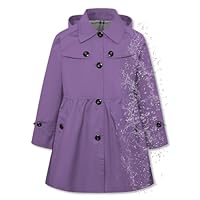 Betusline Girls Rain Jackets Lightweight Waterproof Hooded Trench Coat Windbreaker Raincoats for Girls,Waterproof-Purple,3-4T