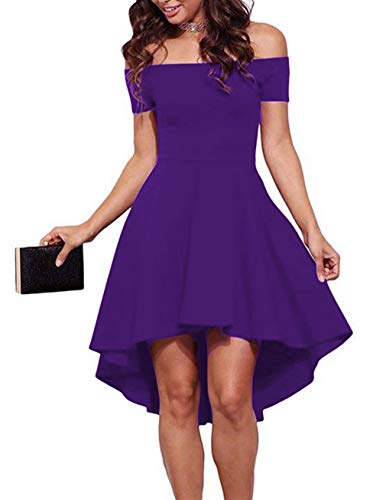 Image of Sarin Mathews Womens Off The Shoulder Short Sleeve High Low Cocktail Skater Dress