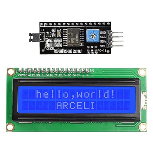 ARCELI IIC I2C TWI 1602 Módulo LCD Display, Módulo Serial 16x2 Display, Compatible con Raspberry Pi Pico