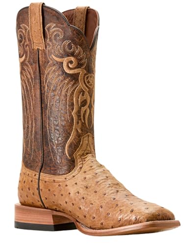 ARIAT Men's Exotic Full Quill Ostrich Rio Western Boot Broad Square Toe - 10053580 12 EE US Brown