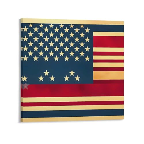 Impression sur toile drapeau américain et tableau abstrait moderne 60x60
