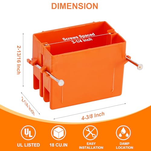 Cloudy Bay CB-NW1G14-3PK One Gang New Work Electrical Outlet Box,18 Cubic Inch Device Box,Pvc Electrical Junction Box thumb #5