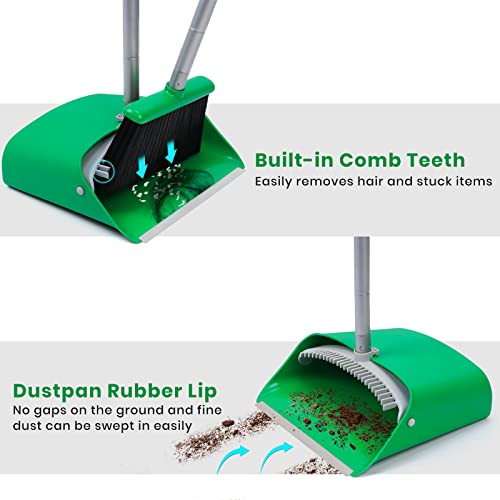 Image of TreeLen Broom and Dustpan Set - Simplify Cleaning Your Home Ktichen Office with Ease