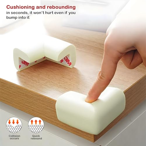 Image of BAYBEE Corner Protector for Baby, Baby Proofing Cushion Guards with 6.5ft Edge Strip & 10 Pcs, Child Safety Protector for Furniture, Table Corners Edge Protector for Kids (Cream)