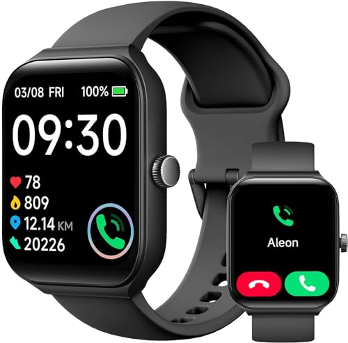 Smart Watch for Men Women, Fitness, Answer/Make Calls,1.96" HD Premium Quality Touch Screen with Step Counter, Heart Rate Sleep Monitor,120+ Sport Modes,Fitness Tracker,Waterproof (Black)