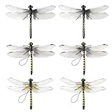 Ujukoxc 6Pcs Hanging Dragonfly Decor, PVC Dragonfly Ornaments with Clips, Realistic Dragonfly Figures for Outdoor & Indoor Decoration