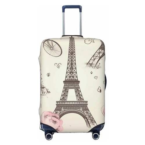 Travel Luggage Cover for Suitcase Tsa Approved, Washable Elastic Suitcase Protector, The Eiffel Tower and a Bicycle Suitcase Cover Anti-scratch Baggage Cover Fits 22-24 Inch Luggage Sleeve Small