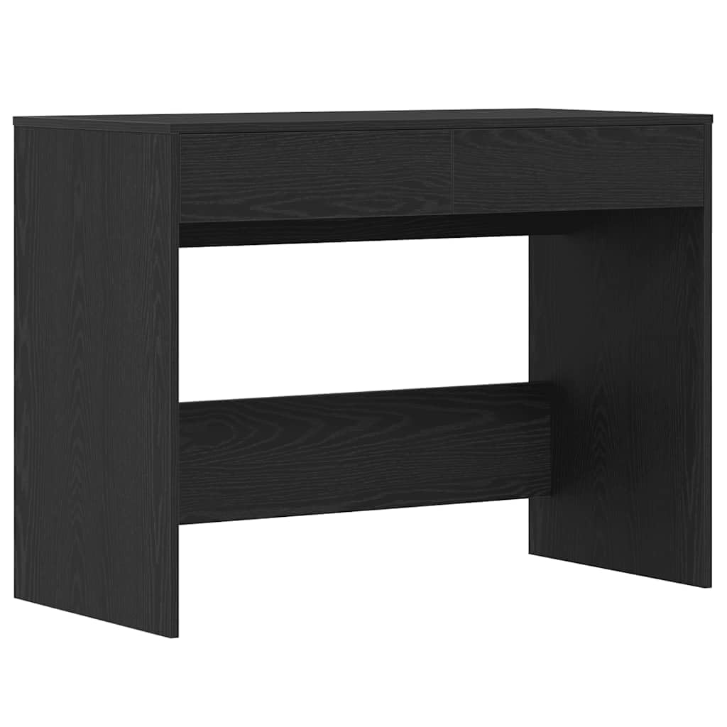 Escritorio de aspecto de roble negro 101 x 50 x 76,5 cm, mesa de trabajo con 2 cajones, amplia mesa para ordenador y suministros de oficina, superficie de fácil cuidado