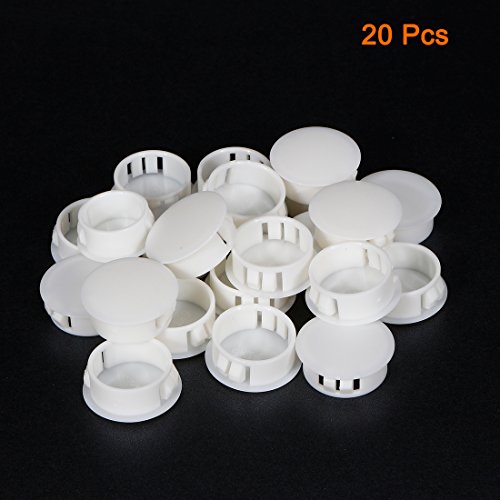 Image of uxcell Hold Plugs,20pcs 24.7mm x 11.4mm White Nylon Round Snap Locking Panel Hole Cover