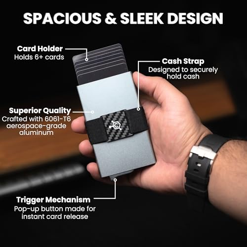 Image of CODE 118 Wallet for Men - Slim Minimalist Aluminum Magnetic Card Holder - RFID Blocking Front Pocket Mag Safe Wallet with Strong Magnet Attachment (Metallic Silver)