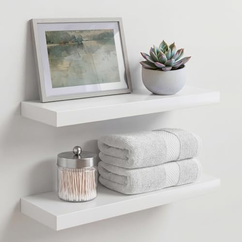 Homeforia White Floating Shelf 18 inch, High End Solid Real