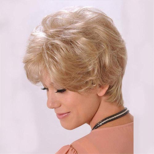 Perruque de cheveux humains de charme pour les femmes, courts pour les cheveux blonds courts avec des perruques de cheveux humains pour femmes avec l'âge moyen et grand-mère 10 "110G,D'or Cover