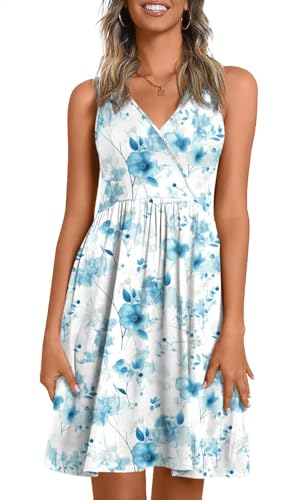 Image of CATHY 2026 Womens Casual Dress Summer Sleeveless Dresses V Neck Wrap Sexy Sundress with Pockets S-2XL