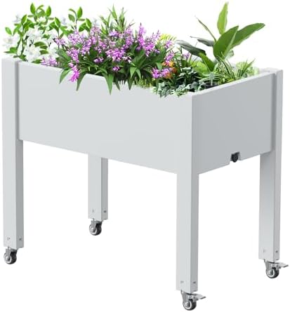 Plastic Raised Garden Beds on Legs: Which Ones Truly Stand Out? 6 EasyUp Horticulture Raised Garden Bed with Legs, Divisible Raised Resin Planter Box for Backyard, Patio, Balcony, with 4 Legs, 4 Swivel Lockable Wheels(Ashen,30.04 * 17.72 * 28.9)