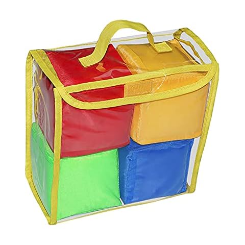 Colcolo 4x 10cm Playing Game Dices Set Soft Foam Cubes with Clear Pockets Customizable Learning Cubes Cover