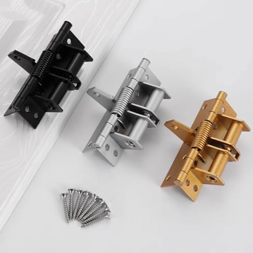Image of 3 in 1 Automatically Door Hinge Lock I Self-Closing Stainless-Steel Heavy-Duty Spring Door Closer with 90 Degrees Positioning I for Main Door, Window, Kitchen, Office Door I Black - 2 Pcs