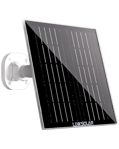 LinkSolar Panneau solaire pour caméra de sécurité extérieure, chargeur solaire 5 W avec port micro USB, CC et USB-C pour caméra extérieure à batterie...