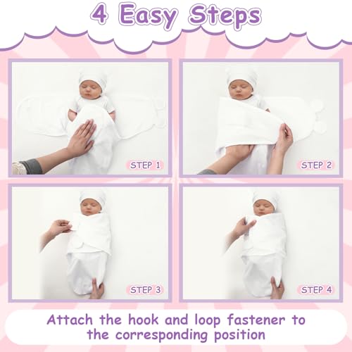 Image of Ramede 6-Pack Preemie Baby Swaddle Blankets with Hats, Breathable 100% Cotton Baby Swaddles, Suitable for Preemie Babies and Newborns, Soft Cotton, Adjustable(Classic,Light Color)