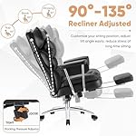 Sweetcrispy Executive Home Office Desk Chair - Ergonomic Big Tall High Back with Footrest & Lumbar Support, Reclining Height Adjustable, Comfy PU Leather Computer Gaming with Swivel Wheels, Black - Image 4