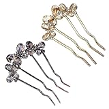 driattie Französische Haarnadel,4-Zack Strass Hochstecknadel - U-förmige Haarschnecken | für...