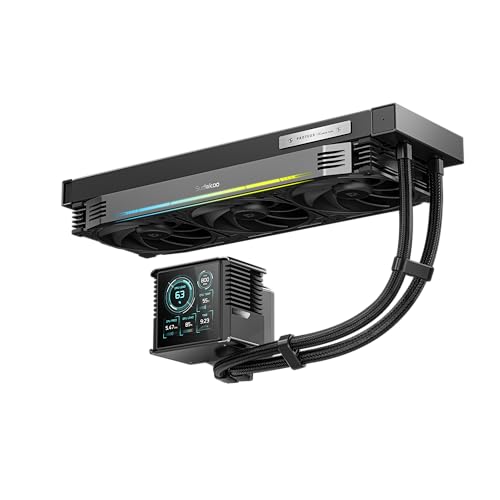 Image of Proteus 360 Liquid Cooler, 360mm, PWM Pump, 2500-3600RPM, Hign Customizable Segment LCD Screen, 30mm Performance Fans, Magnetic Metal Pump Cap, Black