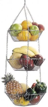 Chrome Plated 3 Tier Hanging Vegetable/Fruit Rack