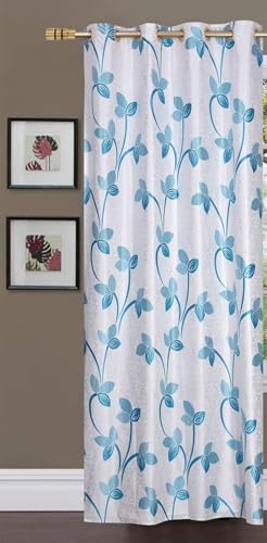 Image of Premium Curtains for Living Room & Bedroom | 5ft Long Window Parda| Heavy Fabric | Designer Drapes (Set of 1 Pcs, Aqua Colour)