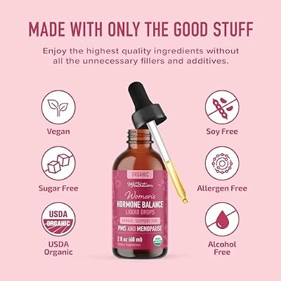 Hormone Balance Liquid Drops | with Black Cohosh, Stinging Nettle, Red Raspberry Leaf, Chasteberry & More | Menopause, Hot Flash, PMS Relief Menstrual Herbal Support Tincture | Vegan Formula | 2oz